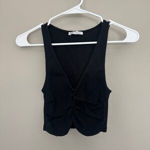 Zara ruched black crop top